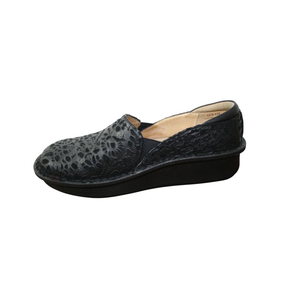 Alegria Black Embossed Leather Slip-On Comfort Shoes Women’s Size 37 - Picture 9 of 11